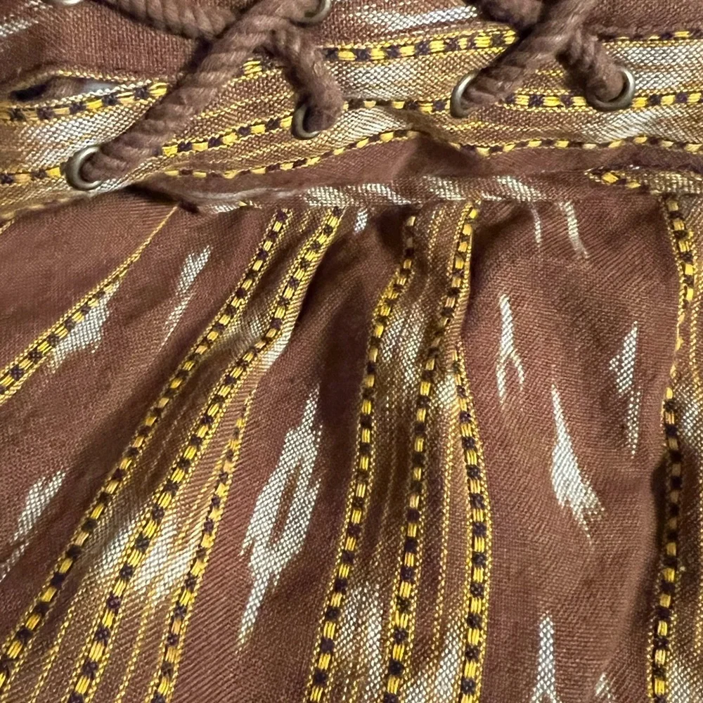 SOLD •$128 Free People New Romantics Brown Tribal Lattice Shorts - Picture 6 of 12